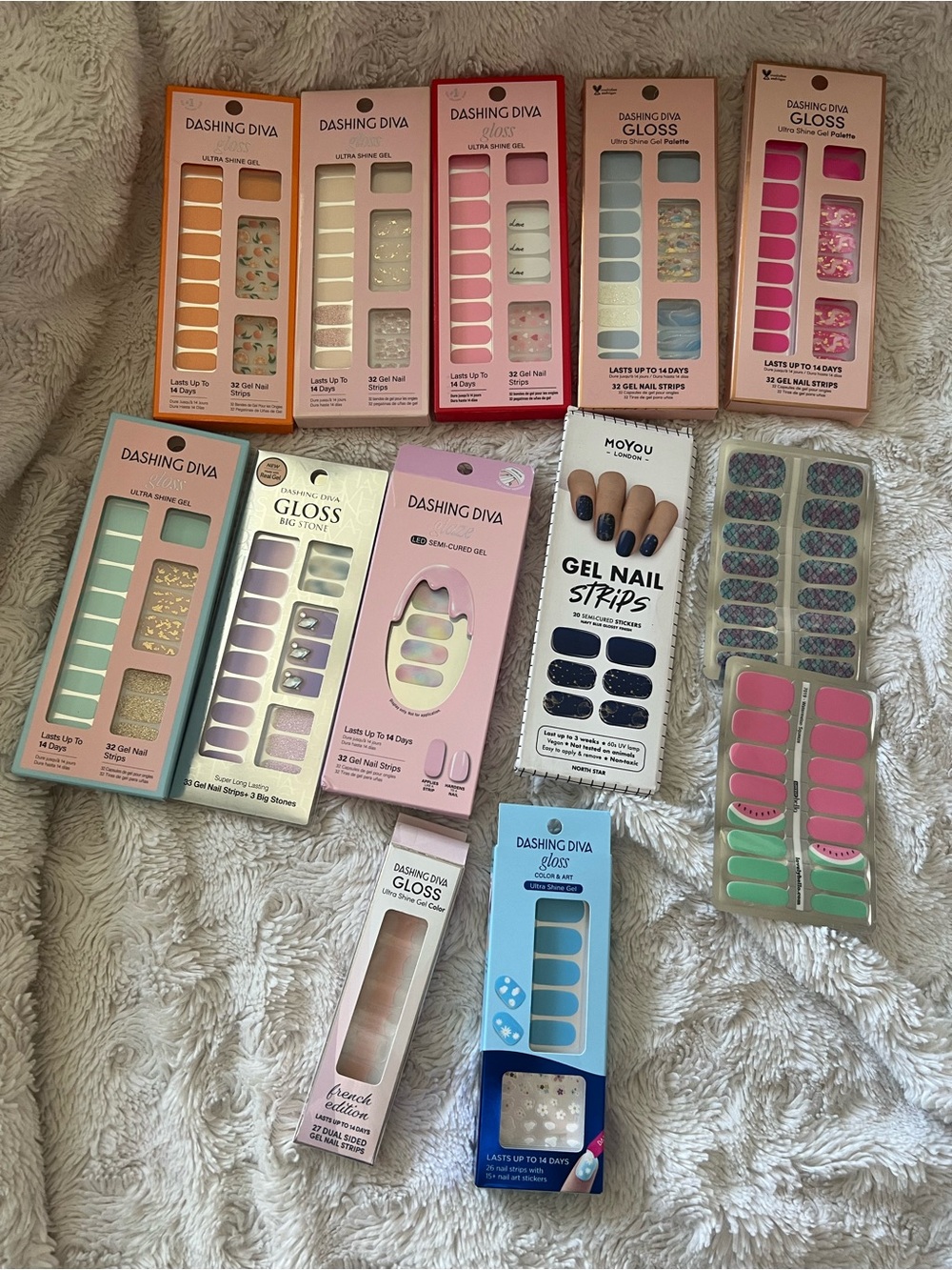 Dashing Diva Gel Nail Strips Variety Pack - Pink, Blue, Green & Neutral Shades